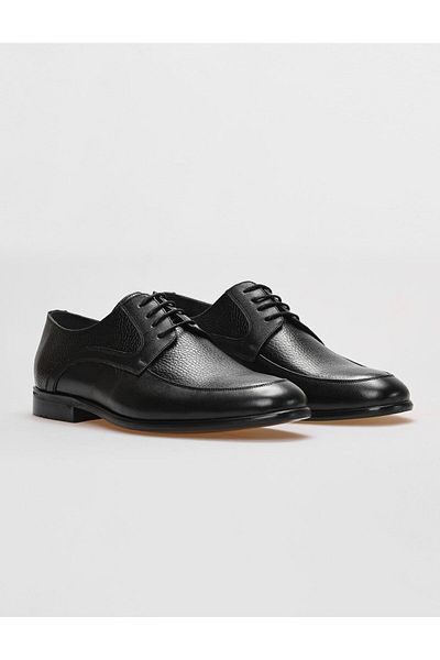 Cabani Genuine Leather Black Lace-Up Men's Classic Shoes