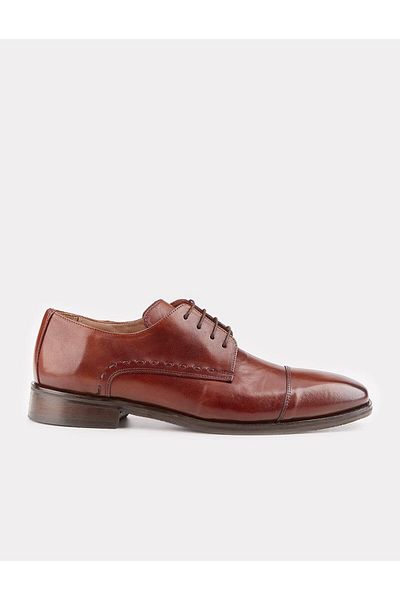 Cabani Rubber Sole Genuine Leather Tan Laced Men's Classic Shoes