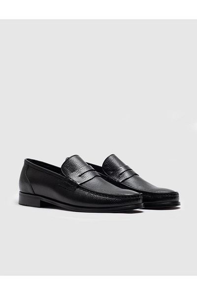 Cabani Black Genuine Leather Men's Classic Shoes