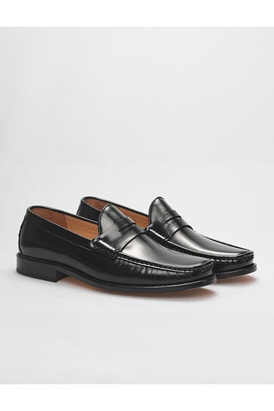 Cabani Genuine Leather Black Opening Leather Injection Men's Classic Shoes