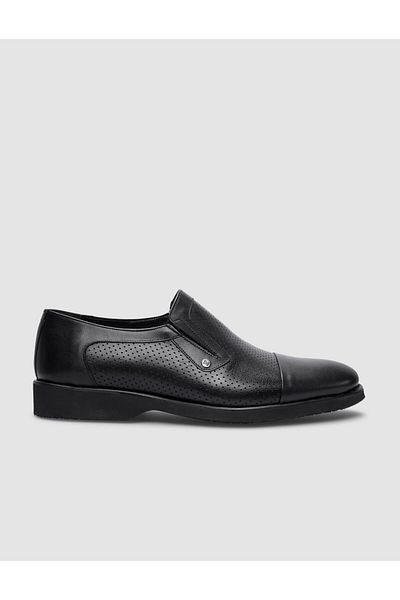 Cabani 100% Genuine Leather Black Laser Detailed Men's Classic Shoes