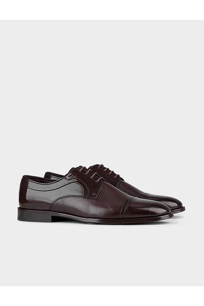Cabani Injection Sole Genuine Leather Brown Laced Men's Classic Shoes