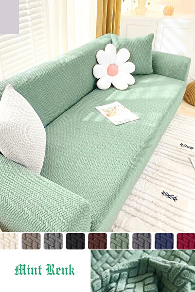 IYDGAH Tuğla Desen Koltuk Örtüsü Lastikli Kayma Yapmayan 3 Kişilik Çekyat Kan...