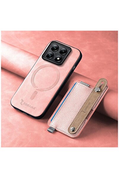 Zebana Xiaomi Mi 14T Uyumlu Kılıf 2in1 Kartlıklı Best Deri Kılıf Pembe