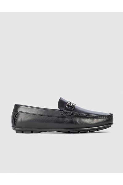 Cabani Black Genuine Leather Men's Loafer