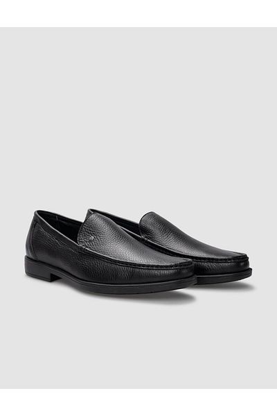 Cabani Black Genuine Leather Men's Casual Shoes