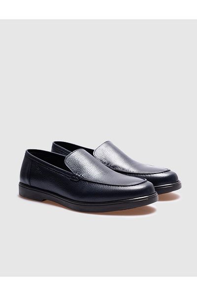 Cabani Navy Blue Genuine Leather Men's Casual Shoes