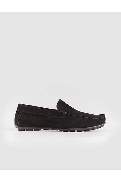 Cabani Black Suede Men's Loafer - Genuine Leather, Laceless Shoes