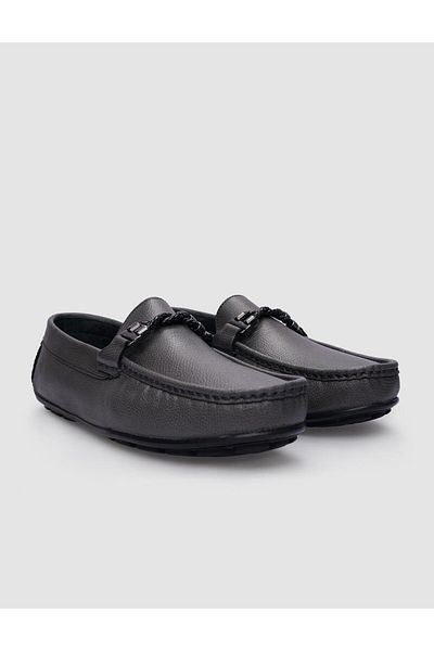 Cabani Loafer pentru bărbați din piele naturală 100% cu cataramă gri