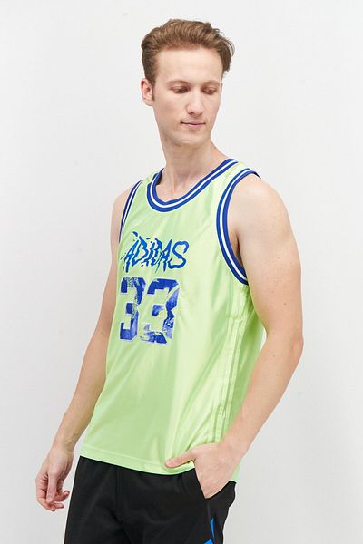 adidas Men Sportswear Fit Sleeveless Training Jersey, Lime Green