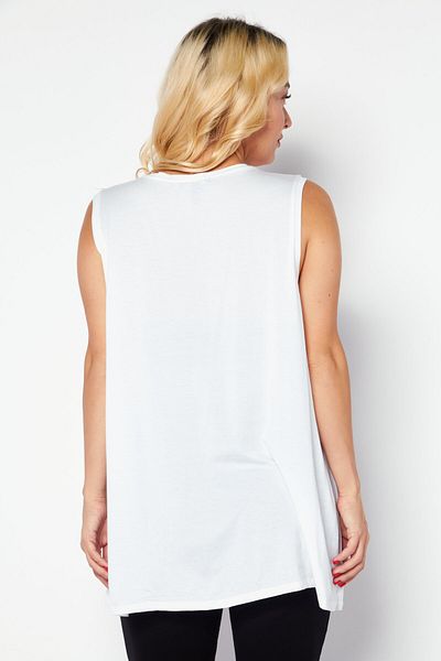 Eileen Fisher Women Crew Neck Sleeveless Plain Top, White