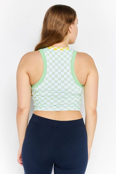 Dippin' Daisy's Women Round Neck Sleeveless Checkered Tank Top, Green