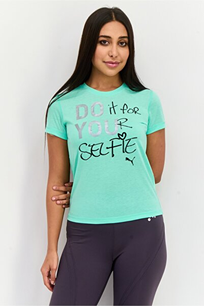 Puma Women Sportswear Fit Shot Sleeve Training Top, Green