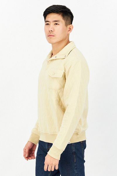 Sovereign Code Men Diamond Pattern Long Sleeves Sweatshirt, Khaki