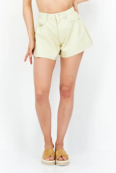 Weworewhat Women Regular Fit High Rise Flare Bell Shorts, Cream