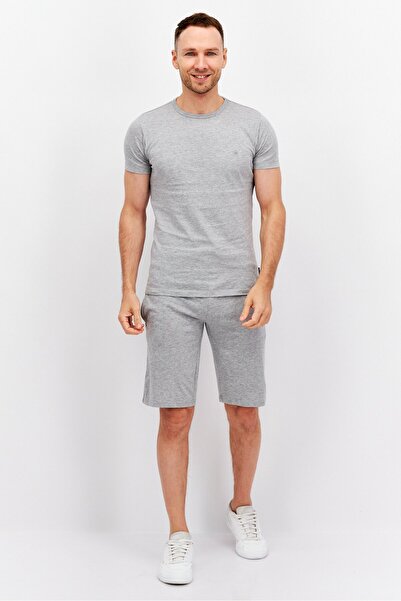 French Connection Men 2 Pcs Heather Short Sleeves T-Shirt And Shorts Set, Grey Mel