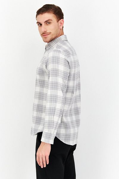 Calvin Klein Men Classic Fit Plaid Long Sleeve Casual Shirt, Grey