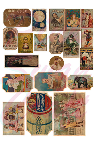 Pink Swan Craft Set de etichete de săpun vintage 2 - Bullet Journal, Album de...