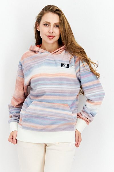 New Balance Women Sportswear Fit Hooded Long Sleeve Sweatshirt, Pink Combo