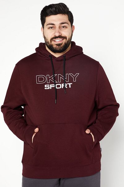 DKNY Sport Men Sports Fit Brand Logo Print Long Sleeves Sweatshirt, Maroon