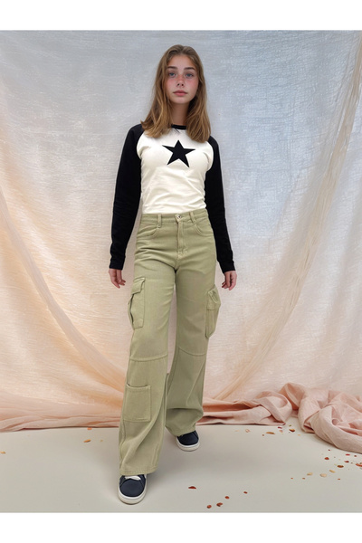 Asortik Kids Visok struk Udobne kroj 100% pamuk Gabardin dečije pantalone - K...