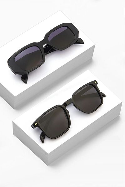 Nilu Moda Retro Vintage 2-Piece Lover Combination Black Sunglasses