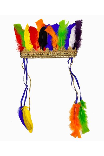 MarDyHome Elastic Native American Cap with Colorful Feathers