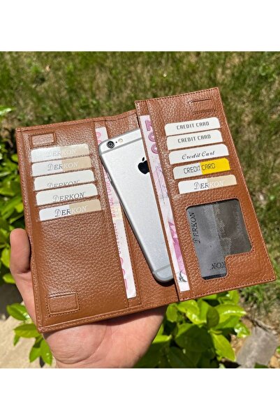 MERİÇ ÇANTA Telefon Bölmeli Unisex Taba Cüzdan Mıknatıslı Ve El Bantlı Büyük ...