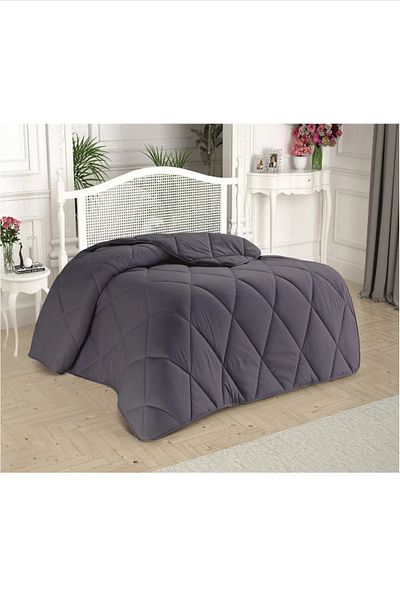 Taç Printed Fleece Quilt Double Light Anthracite