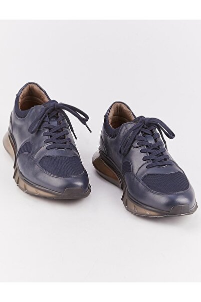 Cabani Ανδρικά αθλητικά παπούτσια από γνήσιο δέρμα ελαφριά σόλα Tpu Navy Blue Lace-Up
