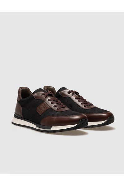 Cabani Genuine Leather Brown Lace-Up Men's Sports Shoes