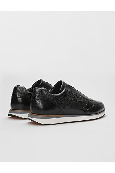 Cabani Genuine Leather Black Fur Elastic Men's Sports Shoes