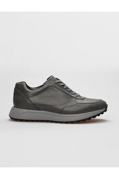 Cabani Genuine Leather Gray Lace-Up Men's Sports Shoes