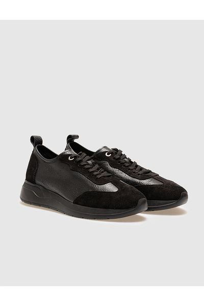 Cabani Genuine Leather Black Suede Lace-Up Men's Sports Shoes