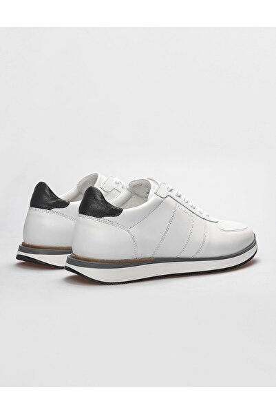 Cabani Genuine Leather White Lace-Up Men's Sports Shoes