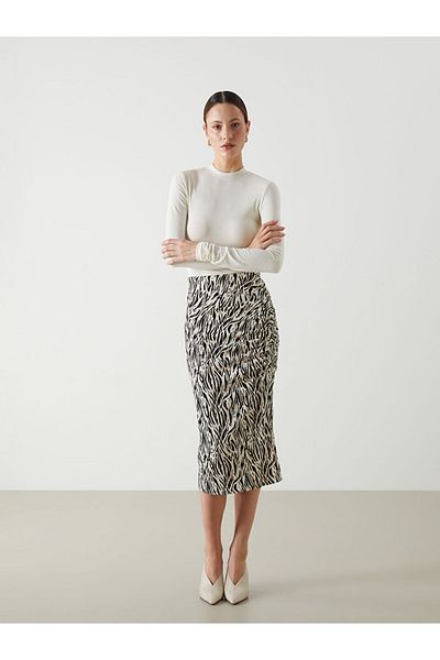 LC Waikiki New Season Patterned Women's Pencil Skirt with Elastic Waist - S5Js61Z8