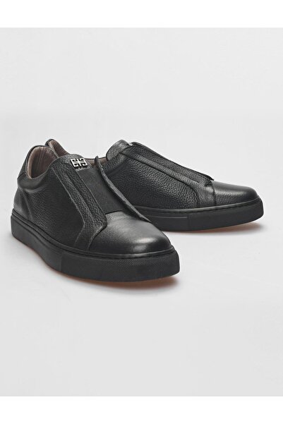 Cabani Genuine Leather Black Elastic Men's Sports Shoes