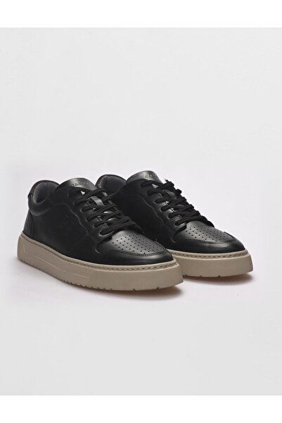 Cabani Ανδρικά αθλητικά παπούτσια από γνήσιο δέρμα μαύρα Lace-Up