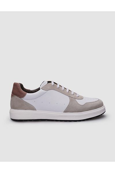 Cabani Beige Suede Lace-up 100% Genuine Leather Men's Sneakers