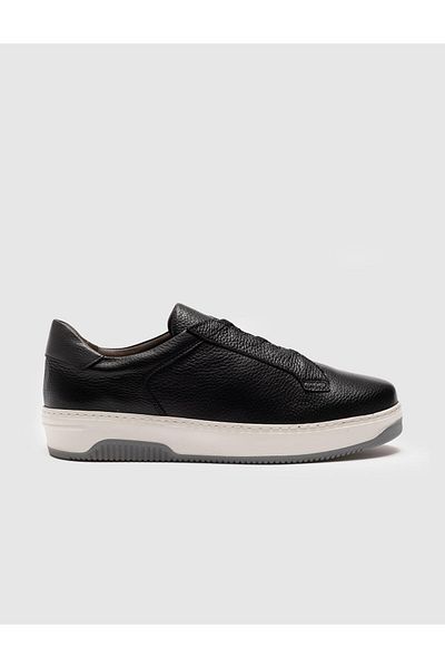Cabani Black Genuine Leather Men's Sports Shoes
