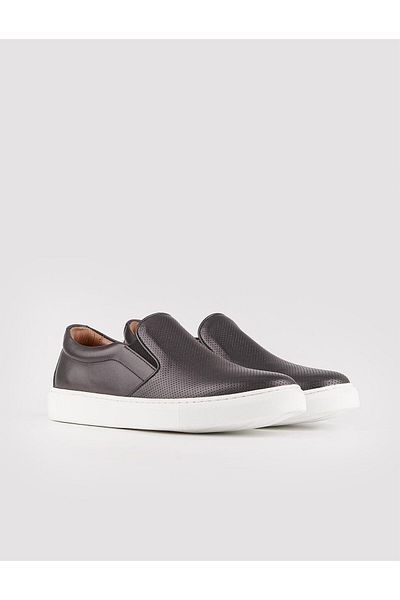 Cabani Rubber White Sole Genuine Leather Black Men's Sports Shoes