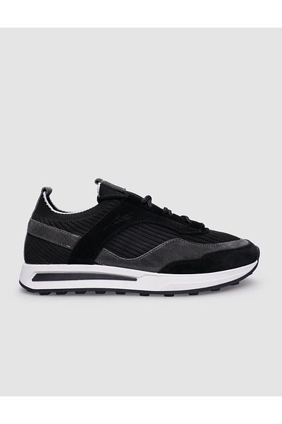 Cabani Piele naturală neagră - Tenis pentru bărbați 100% cu șireturi
