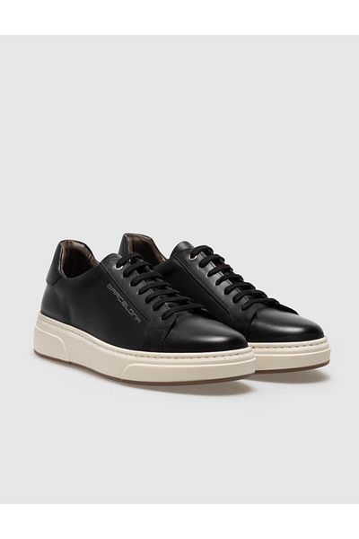Cabani Genuine Leather Black Lace-Up Men's Sports Shoes