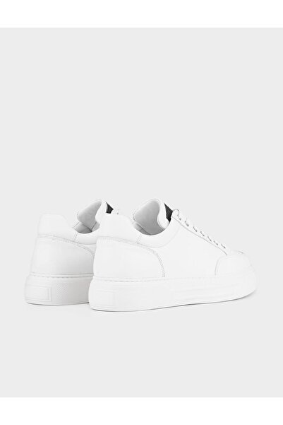 Cabani Genuine Leather White Laced Polyurethane Sole Men's Sports Shoes
