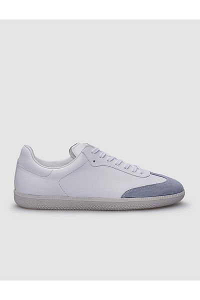 Cabani Men's Sneakers - 100% Genuine Leather, White, Blue Suede and Lace-up