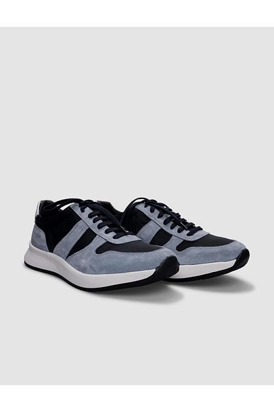 Cabani Genuine Leather Blue Lace-Up Men's Sports Shoes