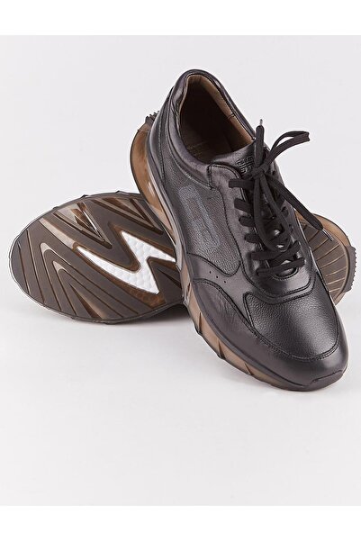 Cabani Ανδρικά αθλητικά παπούτσια εποχιακά μαύρα κορδόνια από γνήσιο δέρμα