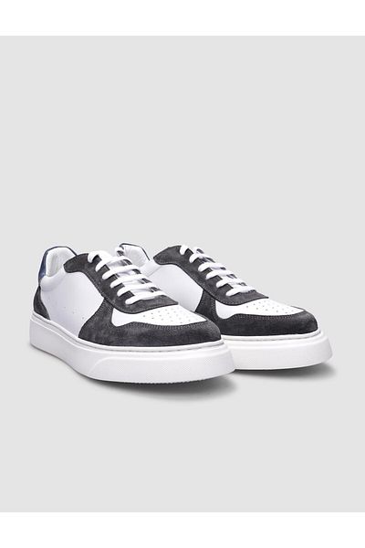 Cabani 100% Genuine Leather White - Gray Lace-up Men's Sports Shoes
