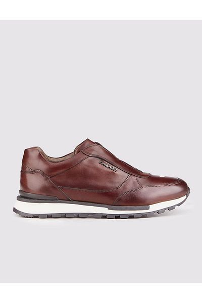 Cabani Men's Sneakers - Genuine Leather, Brown, Light Rubber Sole