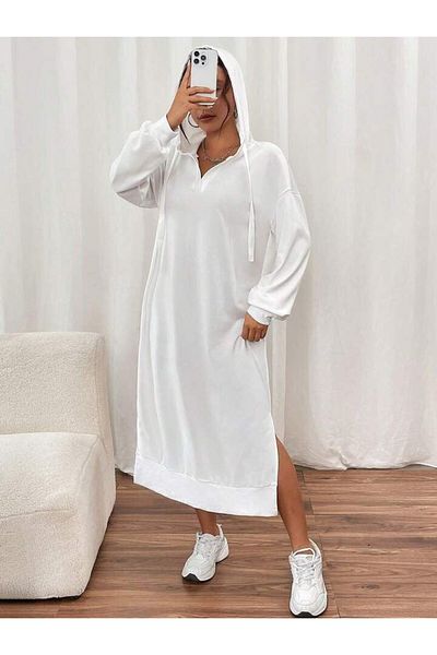 Kokosh moda Γυναικείο μακρυμάνικο φόρεμα με κουκούλα με ανοιχτό γιακά